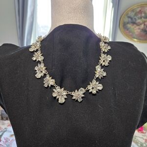 Dazzling Floral Necklace in Silver Tones
